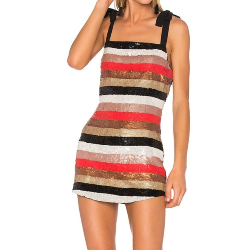 NBD Suri Dress Striped Sequin Mini Dress